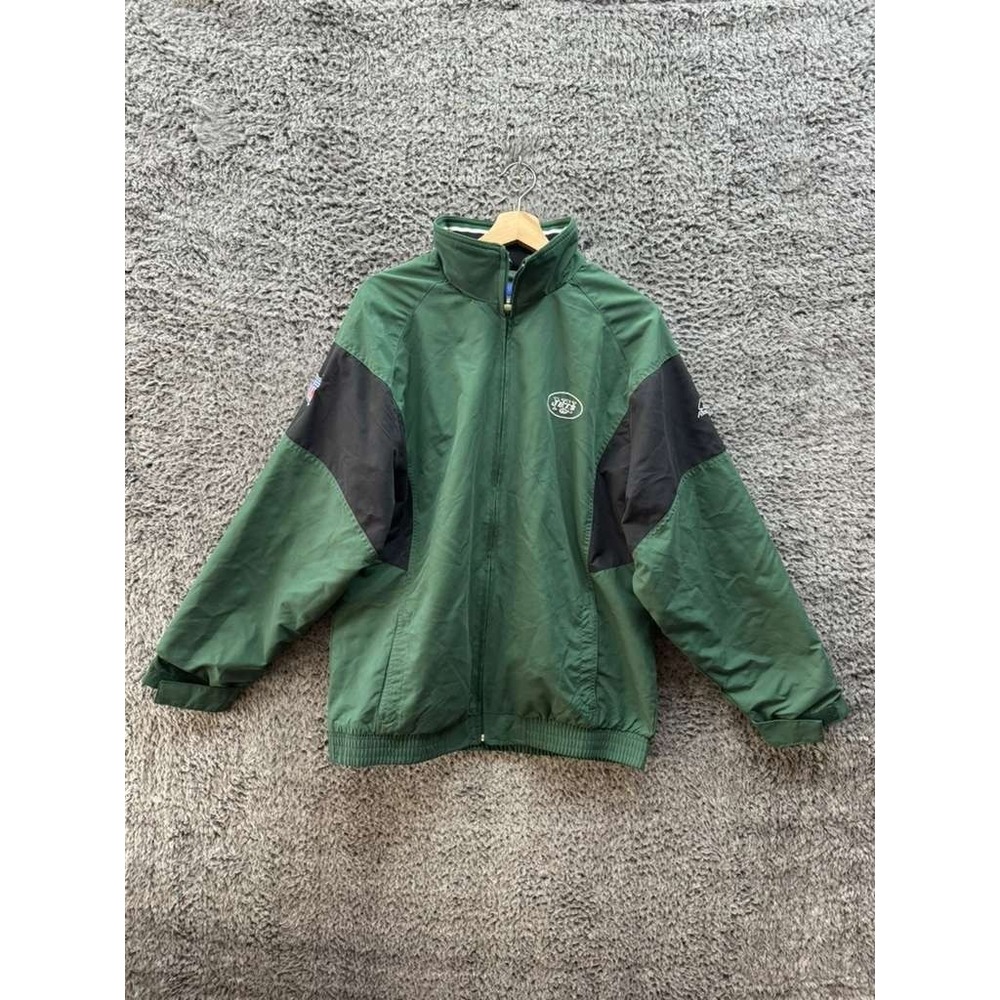 Vtg Reebok New York Jets NFL Full Zip Windbreaker Jacket Green Size‎ XL 18-20